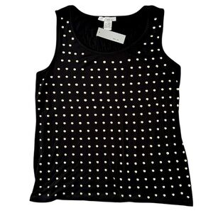 WD.NY NWT! Women’s Black Gold Studded‎ Tank Top Sleeveless Scoop Neck Knit M